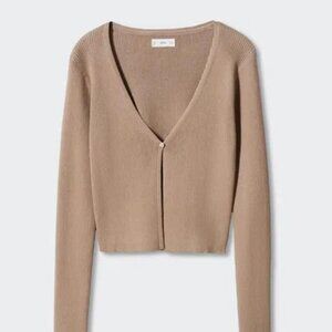 Mango (MNG) Ribbed Button Cropped Cardigan